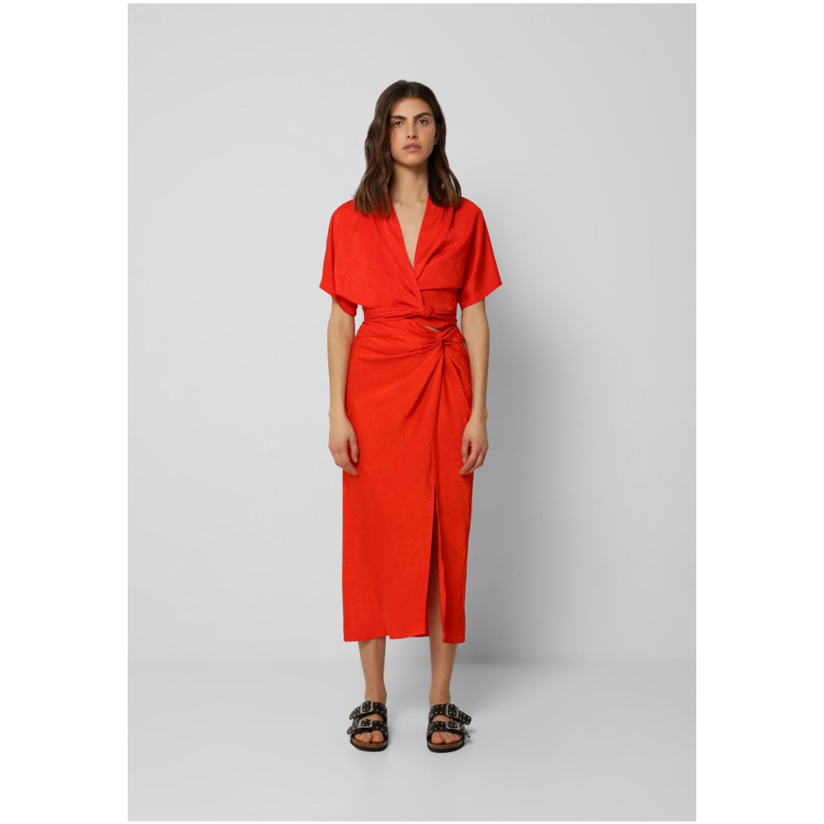 SCALPERS - Falda Midi Satinada Red