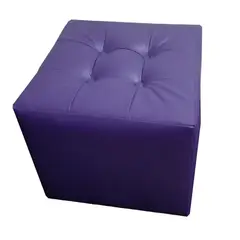 MUEBLES HVM - Puff Morado cuero 4 botones