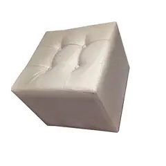 MUEBLES HVM - Puff Beige cuero 4 botones