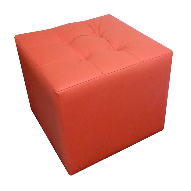 MUEBLES HVM - Puff Naranjo  cuero 4 botones
