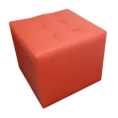 MUEBLES HVM - Puff Naranjo cuero 4 botones
