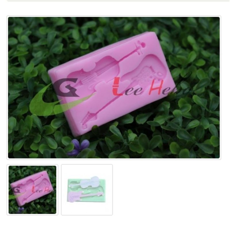 GENERICO - Molde Para Fondant Silicona Forma Guitarra-Violin