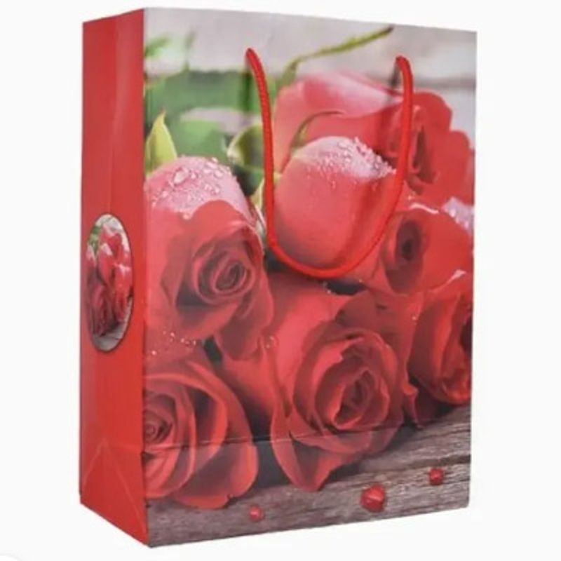 GENERICO - Bolsa Flores Rojas Para Regalo
