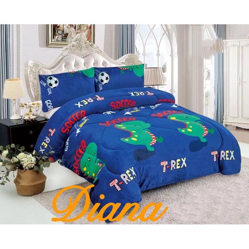 GENERICO - CUBRECAMA infantil PLUSH PARA INVIERNO DINOSAURIO 1.5 PLAZA diana