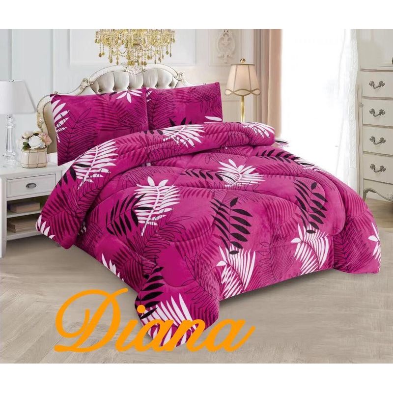 GENERICO - CUBRECAMA PLUSH PARA INVIERNO diseño PLUMAS 1.5 PLAZA diana