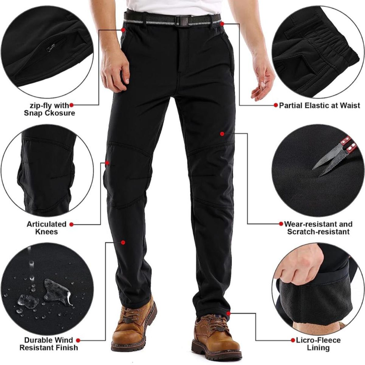 BLUE MOUNTAIN - Pantalon Softshell De Hombre Termico Impermeable Para Nieve