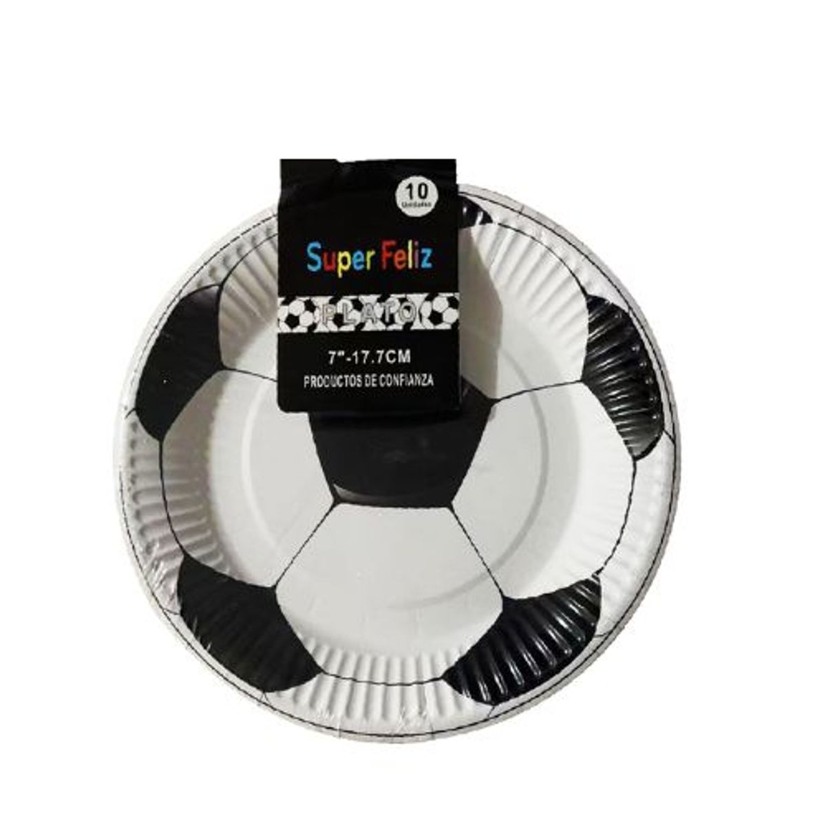 GENERICO - Platos Diseño Futbol Color Blanco Negro 17.7 Cm