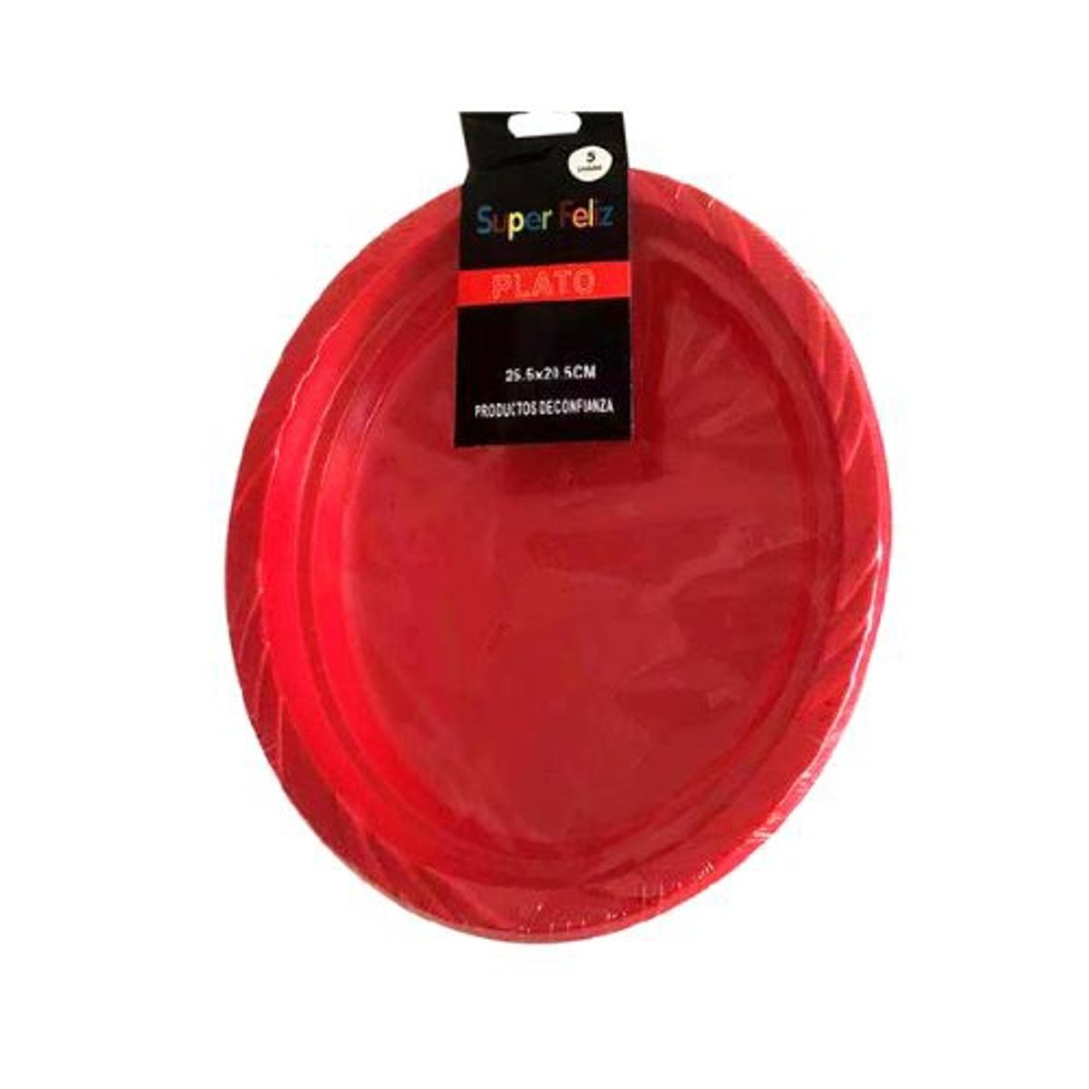 GENERICO - Plato Plano Material Plastico Color Rojo 25.5 Cm X 20.5 Cm