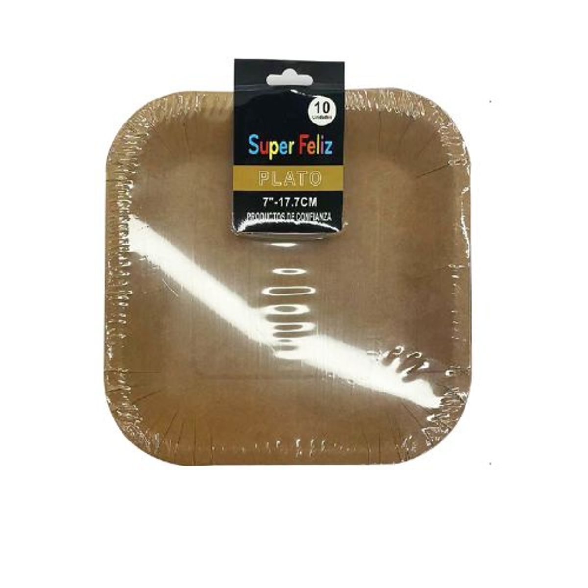 GENERICO - Plato Diseño Cuadrado Color Marron 17.7 Cm X 17.7 Cm Plastico