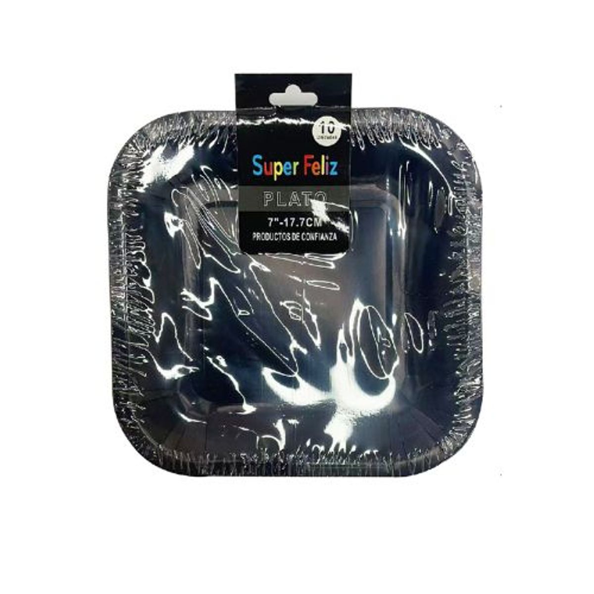 GENERICO - Plato Diseño Cuadrado Color Negro 17.7 Cm X 17.7 Cm