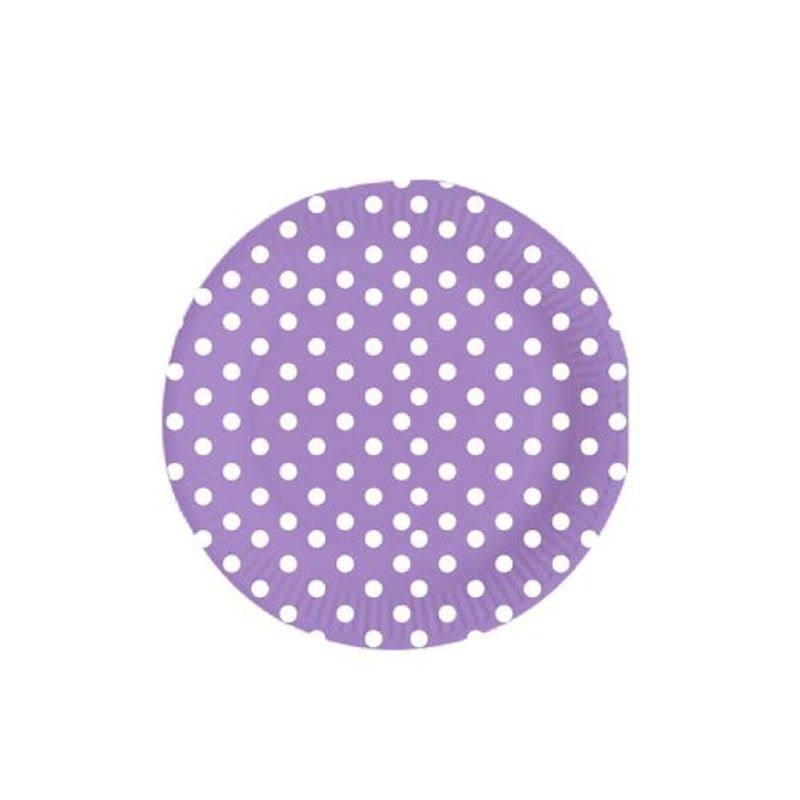 GENERICO - Plato Diseño Puntos Plano Color Morado Material Plastico 17.7 Cm
