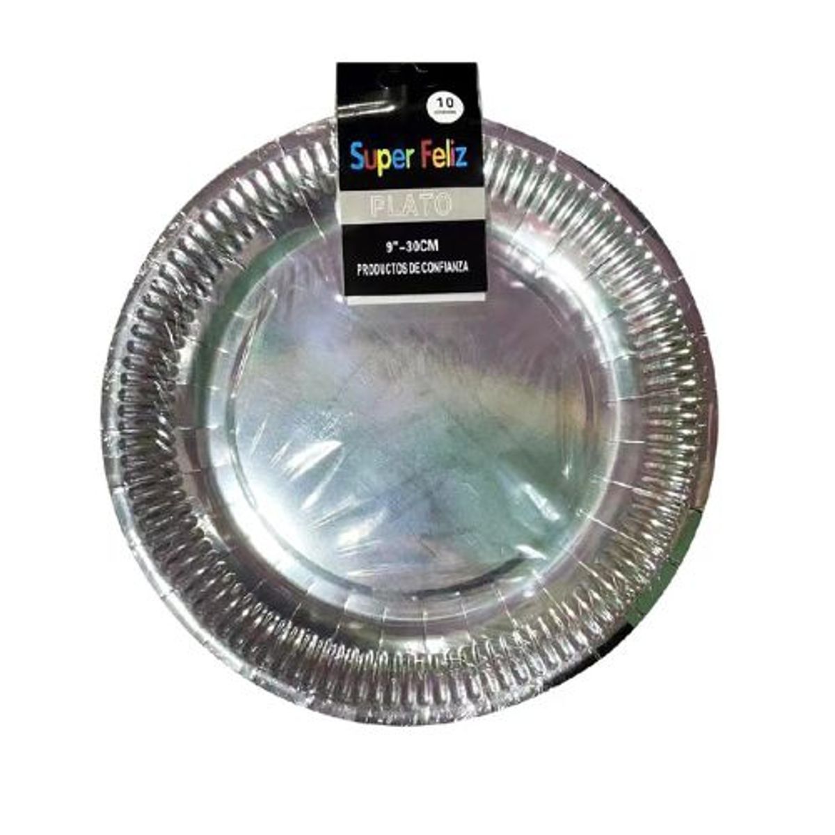 GENERICO - Plato Color Plateado Material Plastico 10 Unidades 30 Cm