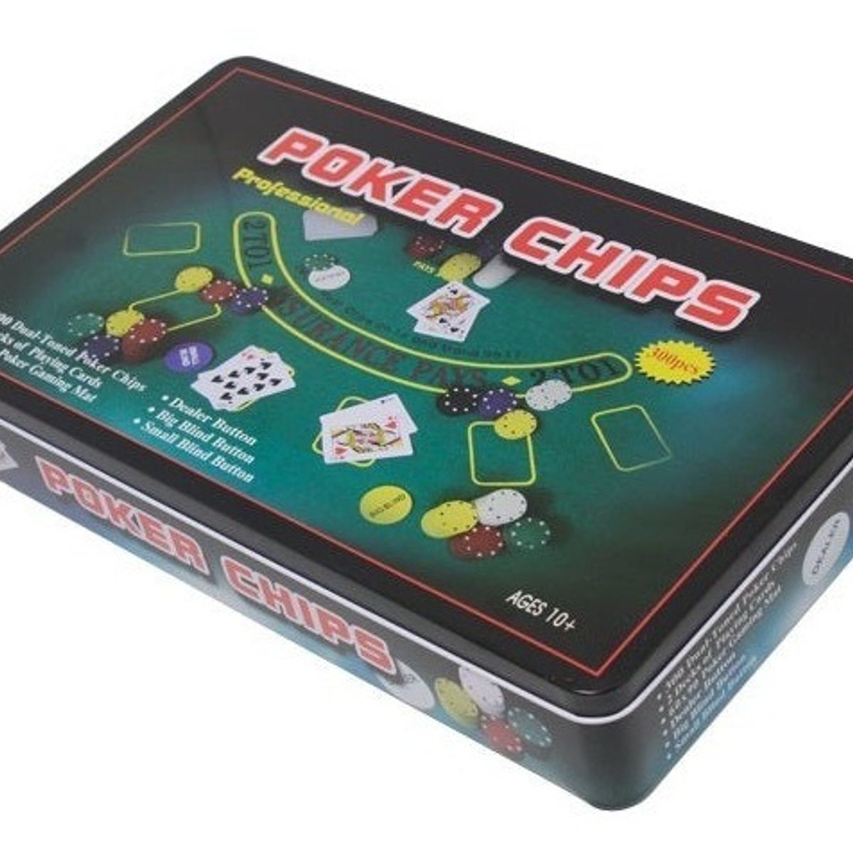 GENERICO - Set Juego De Poker 300 Fichas Con Paño Blackjack Y Naipes