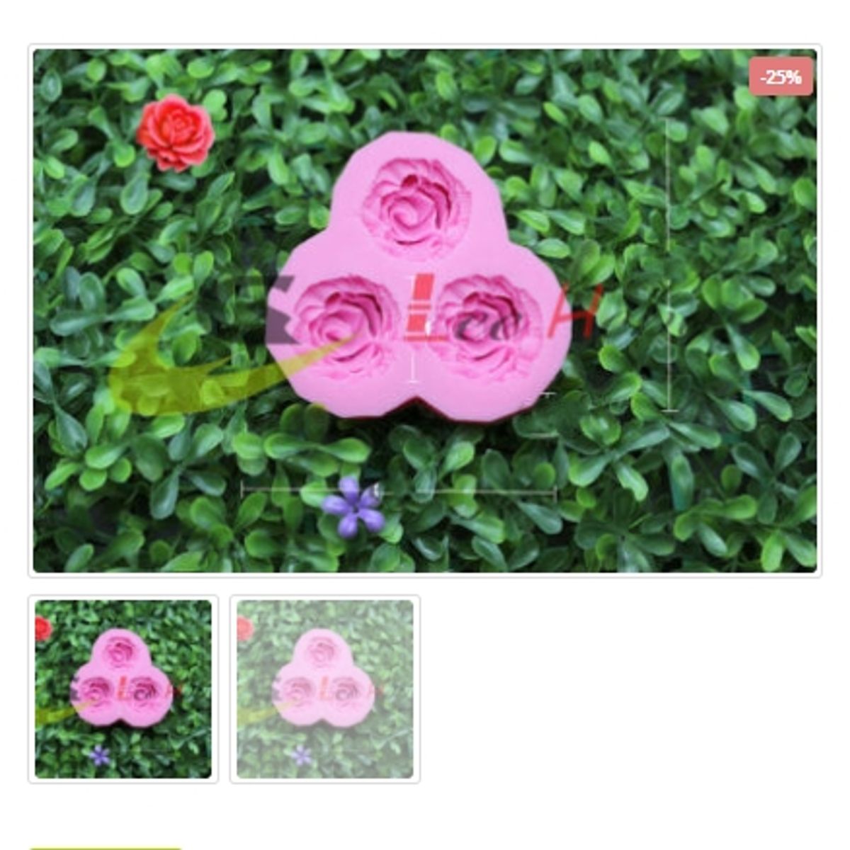 GENERICO - Molde Para Fondant Silicona Forma 3 Mini Rosas