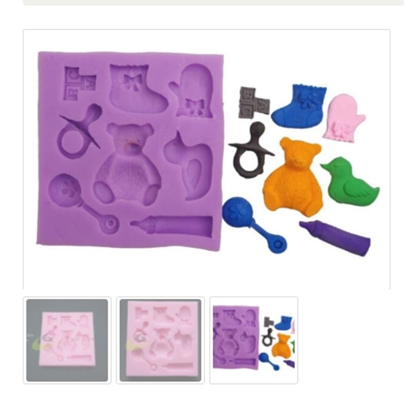 GENERICO - Molde Para Fondant Silicona Forma Oso Baby Showers