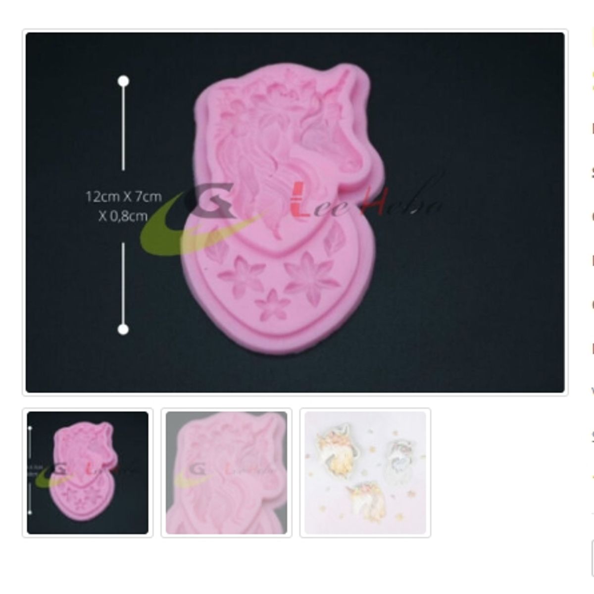 GENERICO - Molde Para Fondant Silicona Forma Unicornio