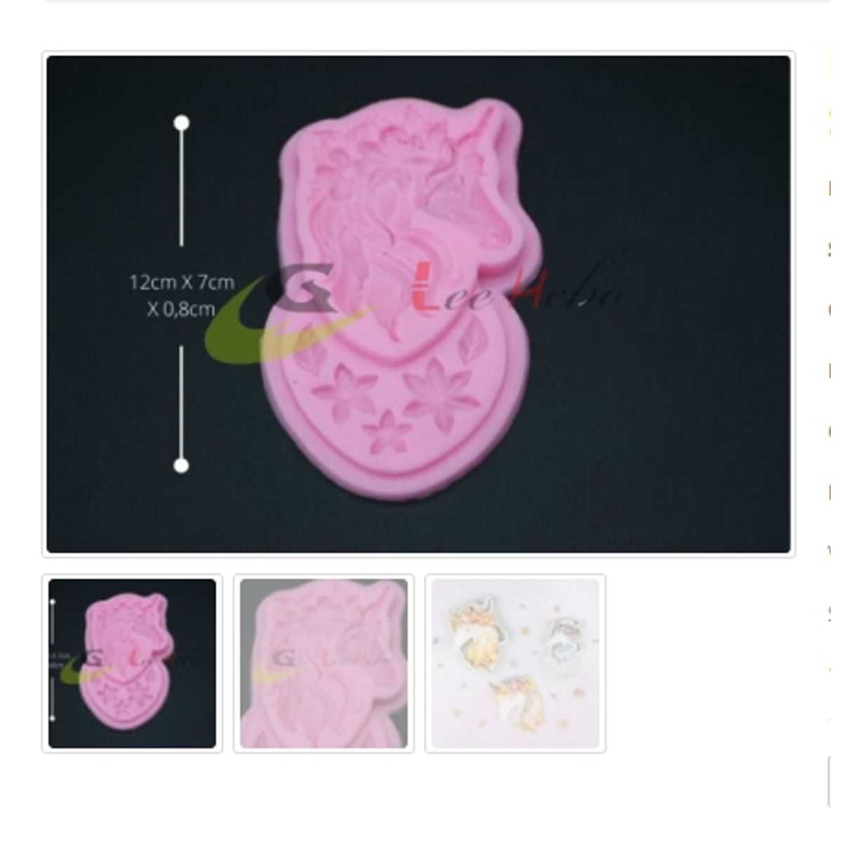 GENERICO - Molde Para Fondant Silicona Forma Unicornio