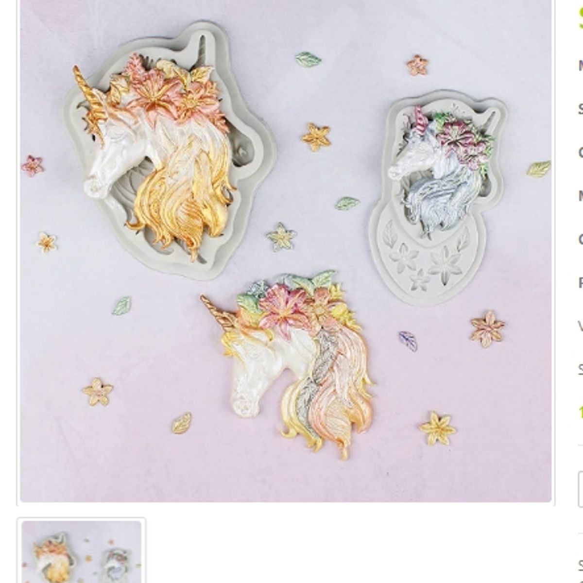 GENERICO - Molde Para Fondant Silicona Forma Unicornio