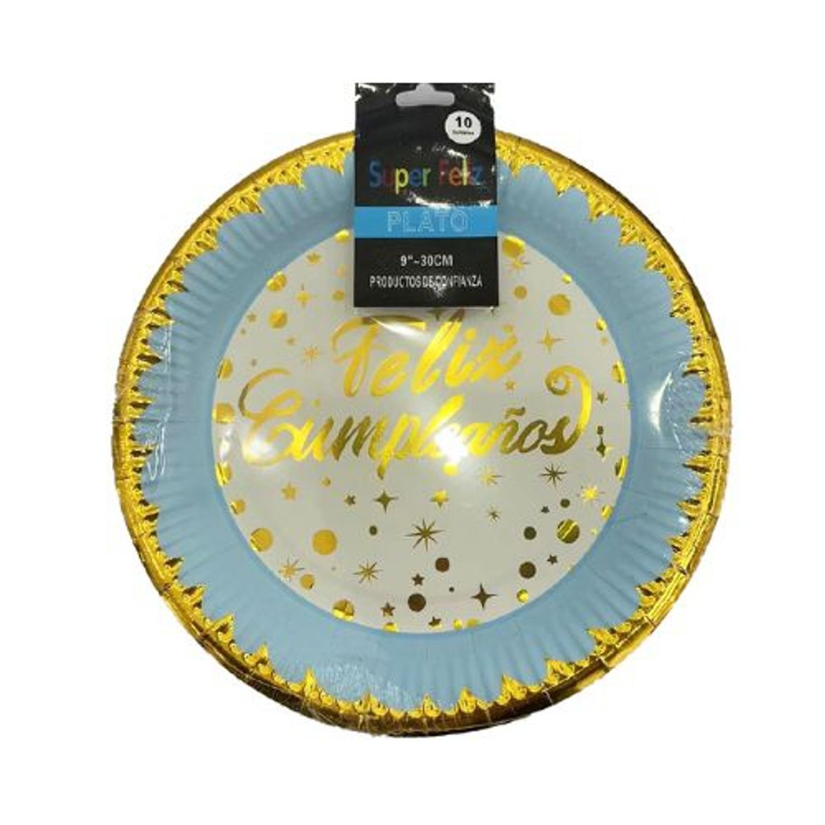 GENERICO - Plato Feliz Cumpleaños Color Celeste Material Plastico 17.7 Cm