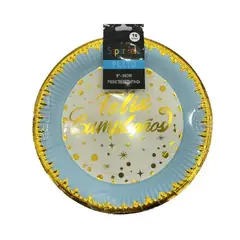 GENERICO - Plato Feliz Cumpleaños Color Celeste Material Plastico 17.7 Cm