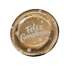 GENERICO - Plato Diseño Feliz Cumpleaños Color Marron 22.8 Cm