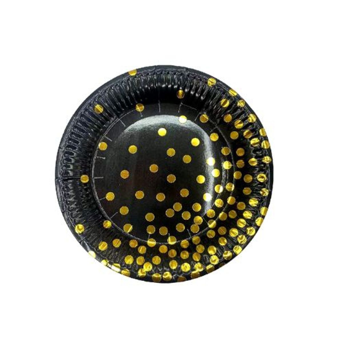 GENERICO - Plato Color Negro Diseño Puntos Plastico 30 Cm