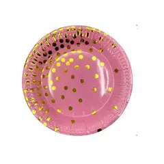GENERICO - Plato Color Rosa Diseño Puntos Plastico 30 Cm