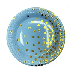 GENERICO - Plato Color Celeste Diseño Puntos Plastico 30 Cm