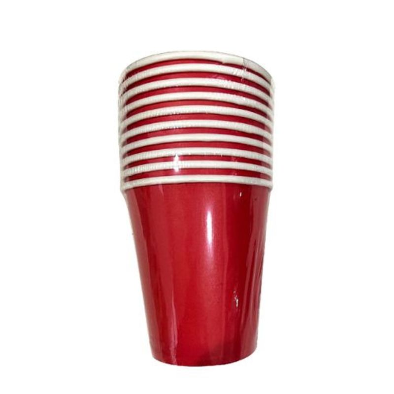 GENERICO - Vasos Papel 5.3 Cm X 8.8 Cm X 7.6 Cm Color Rojo 10 Unidades