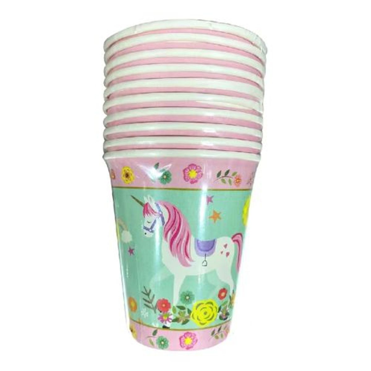 GENERICO - Vasos Papel 5.3 Cm X 8.8 Cm X 7.6 Cm Diseño Unicornio