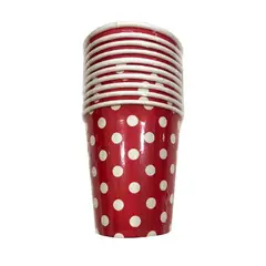 GENERICO - Vasos Papel 5.3 Cm X 8.8 Cm X 7.6 Cm Diseño Puntos Color Rojo