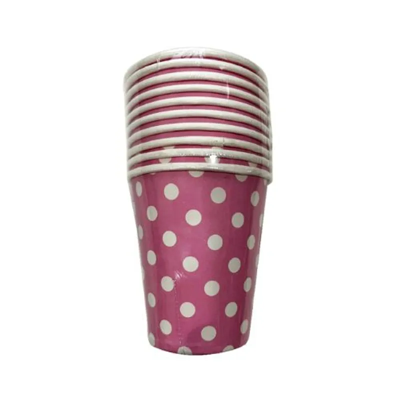 GENERICO - Vasos Papel 5.3 Cm X 8.8 Cm X 7.6 Cm Diseño Puntos Color Rosa