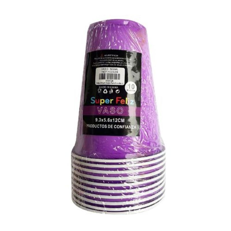 GENERICO - Vasos Plasticos 500 Ml 10 Unidades Color Morado