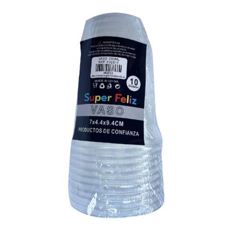 GENERICO - Vasos Plasticos 200Ml 10 Unidades Transparente