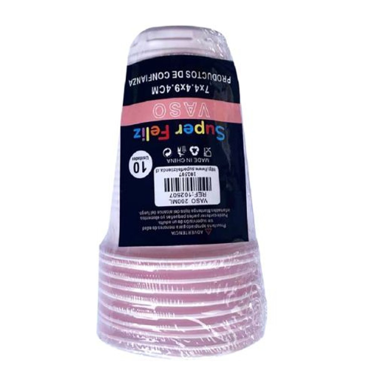GENERICO - Vasos Plasticos 200 Ml 10 Unidades Color Rosa