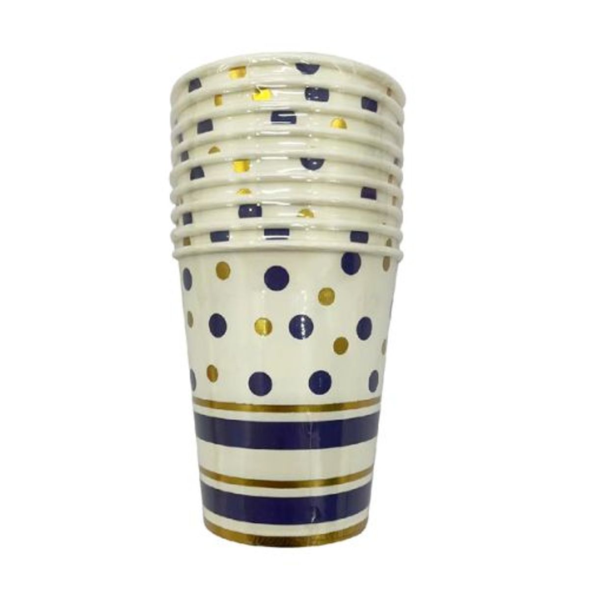 GENERICO - Vasos Diseño Puntos Color Blanco Azul Material Papel