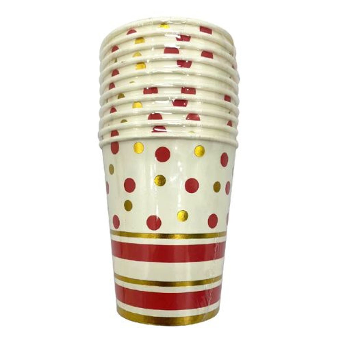 GENERICO - Vasos Diseño Puntos Color Blanco Rojo Material Papel