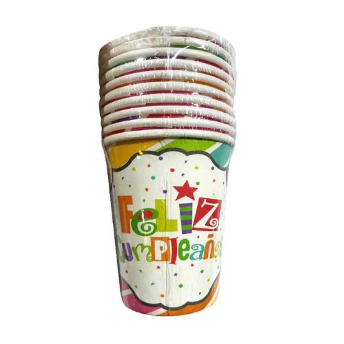 GENERICO - Vasos Diseño Feliz Cumpleaños Varios Colores Material Papel