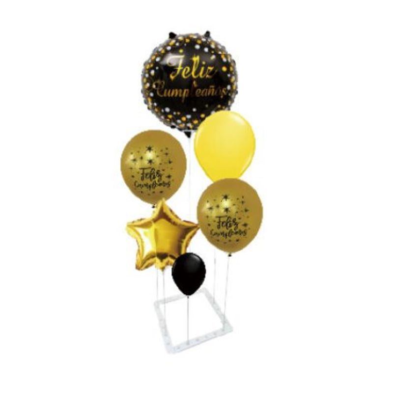 GENERICO - Centro De Mesa Globos Color Dorado Negro