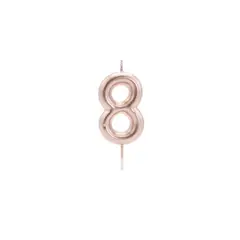 GENERICO - Vela De Numero 8 Oro Rosa 13cm