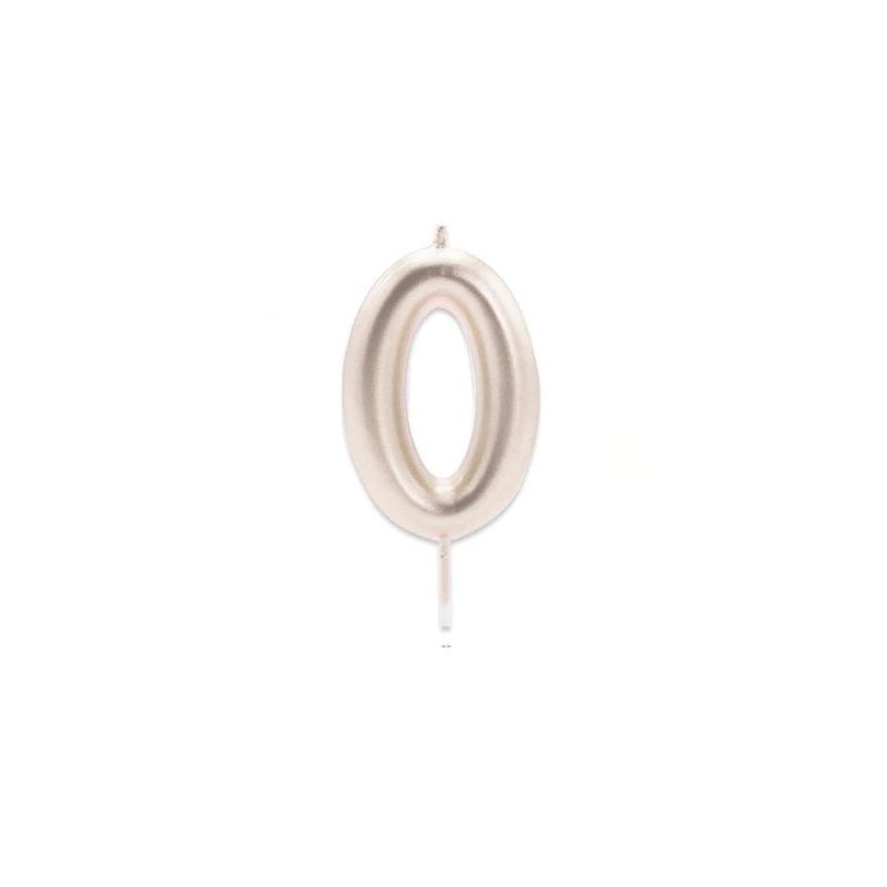 GENERICO - Vela De Numero 0 Oro Rosa 13cm