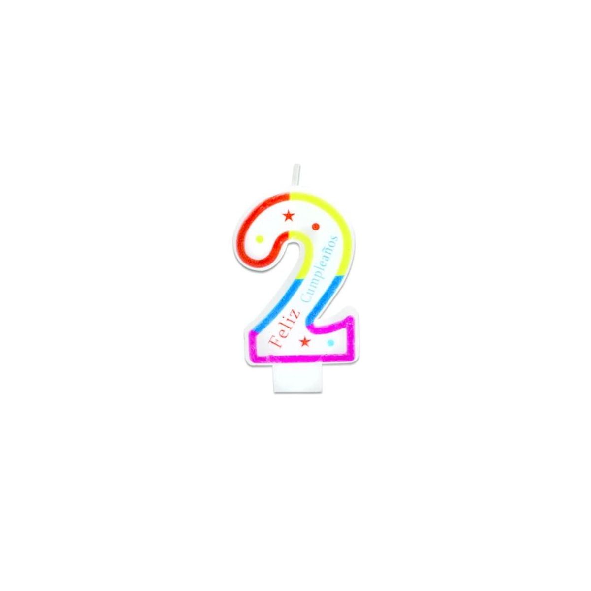 GENERICO - Vela De Numero 2 Multicolor 7Cm