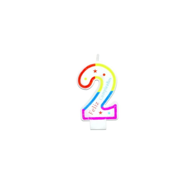 GENERICO - Vela De Numero 2 Multicolor 7cm