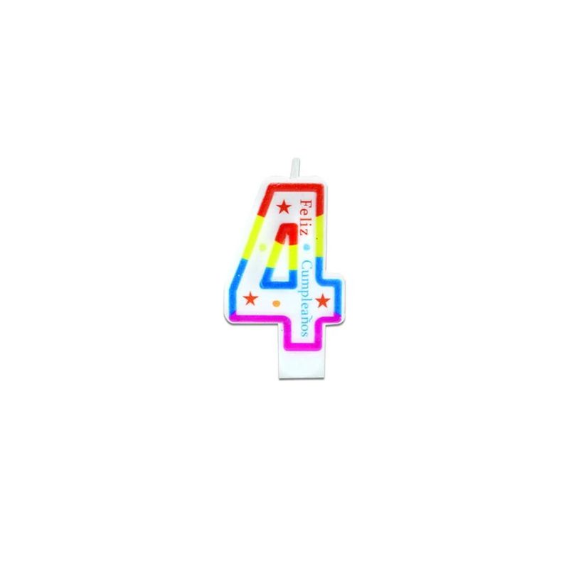 GENERICO - Vela De Numero 4 Multicolor 7cm