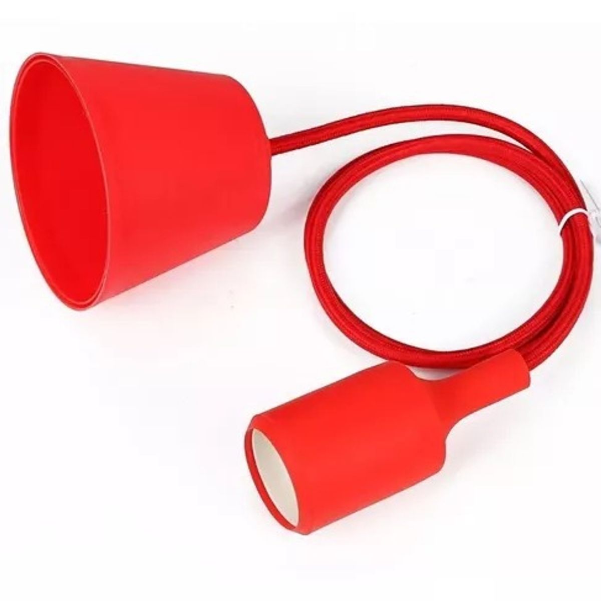 GENERICO - Lampara Colgante Silicona Cable Textil E27 Variedad Colores Rojo