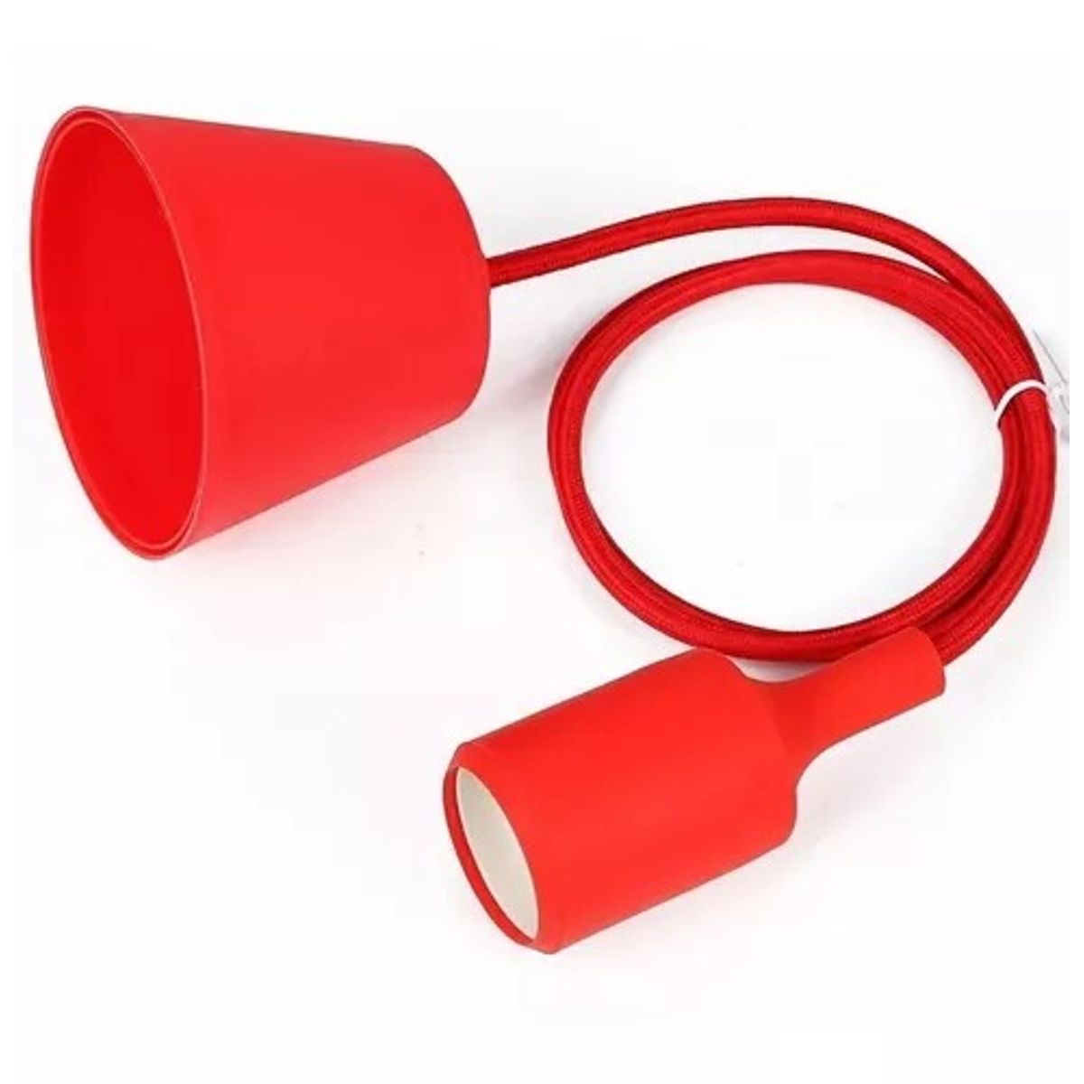 GENERICO - Lampara Colgante Silicona Cable Textil E27 Variedad Colores Rojo