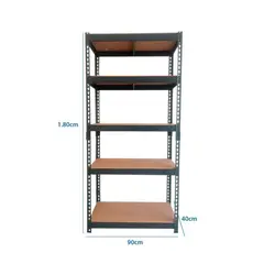 IGPRO - Estante Metalico 5 Repisas Madera 180x90x40cm Negro