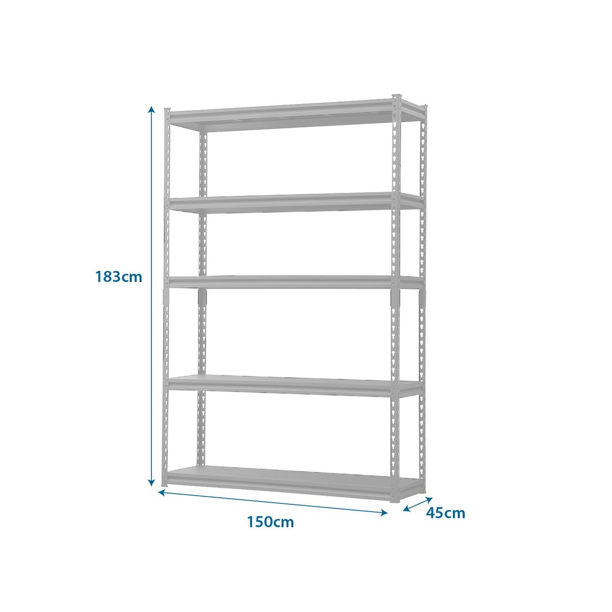 IGPRO - Estante Metálico 5 Repisas Acero 183x150x45cm Gris