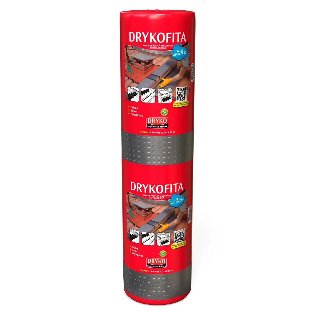 GENERICO - Cinta Asfáltica Adhesiva Multiuso y tapagoteras DRYKOFITA 60 cm x 10 m - Aluminizada