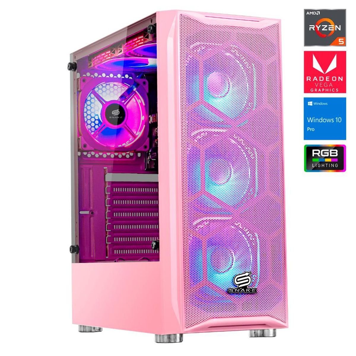 SNAKE GAMER - Pc Gamer Vibora Pink V1 AMD Ryzen 5 4600G, SSD 256GB, RAM 16 GB
